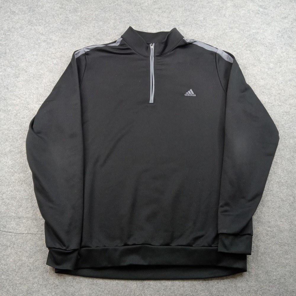 Adidas Pullover Mens Large Black Golf 1/4 Zip Long Sleeve Athletic Shirt Top